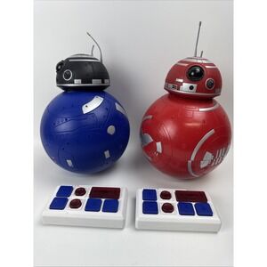 TWO Star Wars Disney BB-unit Robots w/ Remote Controls Red & Blue